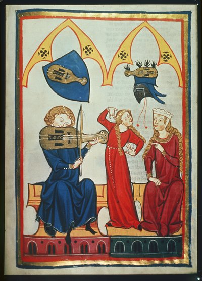 Fiddler from the Codex Manesse, c.1300-40 by German School
